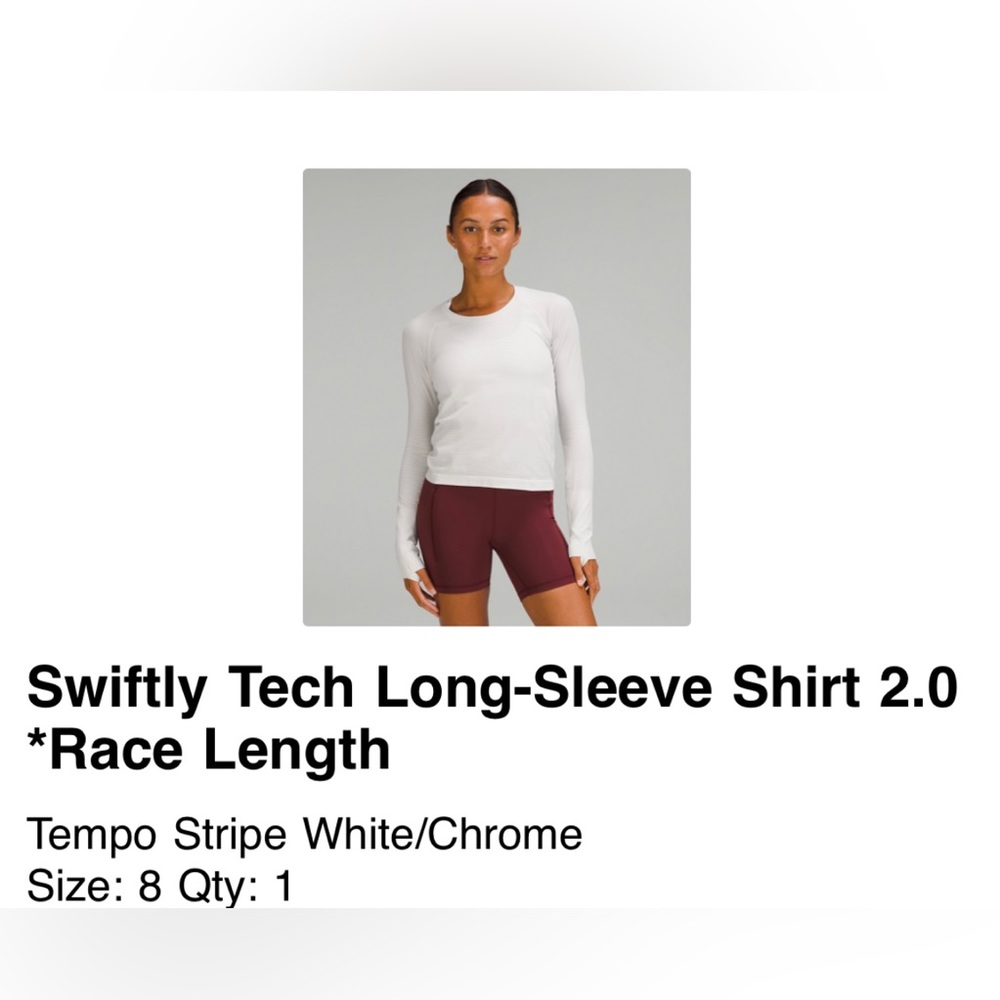 Lululemon Swiftly Tech Long Sleeve 2.0 Race Length NWT